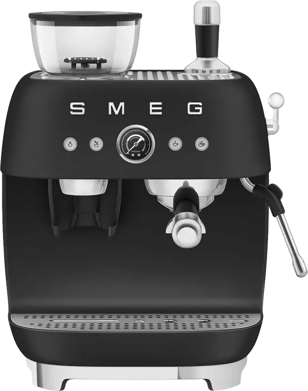 SMEG espressomachine EGF03BLMEU mat zwart met ingebouwde bonenmaler