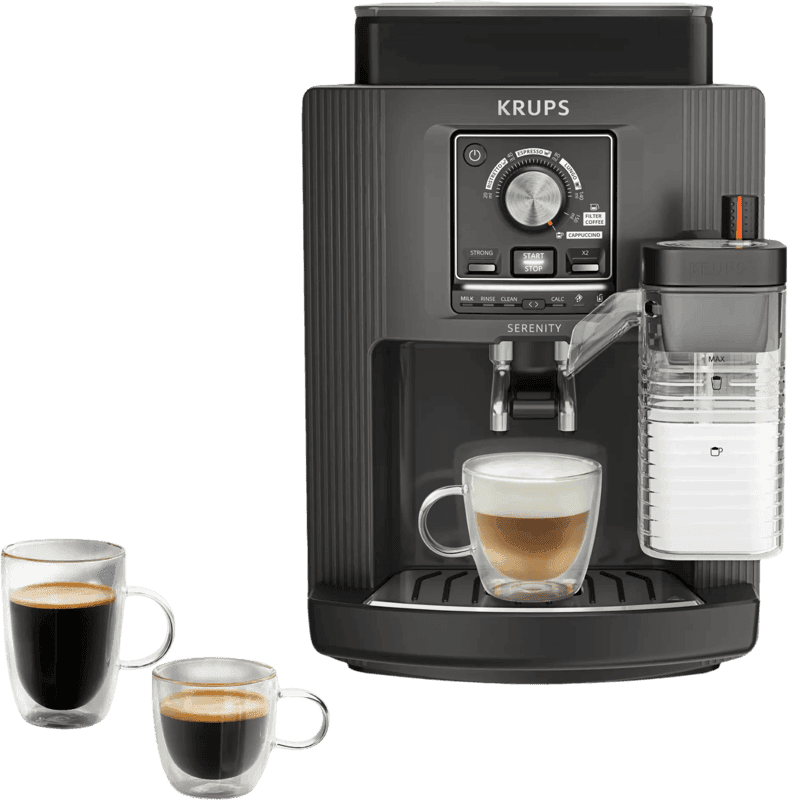 Krups Serenity Milk EA402H volautomatische koffiemachine met draaiknop en melkkan